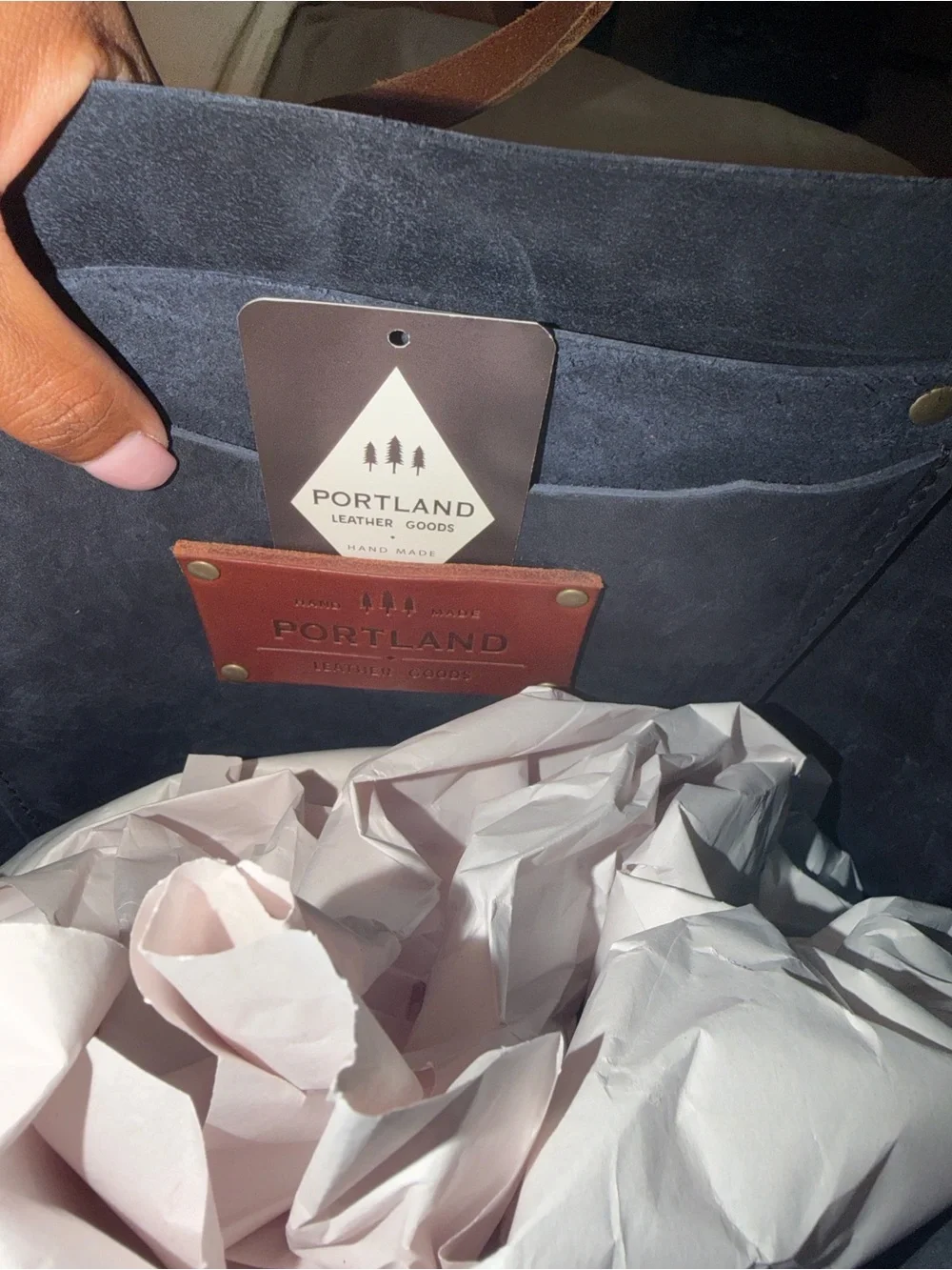 EUC Portland Leather Blue Medium Tote